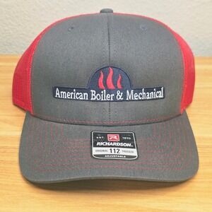 American Boiler & Mechanical Ball Cap Hat Mesh Snapback Grey Red Richardson 112